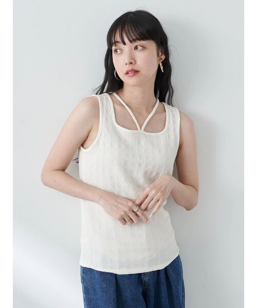 earth music&ecology（アースミュージックアンドエコロジー）の「前後2wayタンクトップ（インナーウェア/肌着・レディース・オフホワイト/ブラック/ピンク/ベージュ/ライトブルー・S/M）」の15枚目の写真