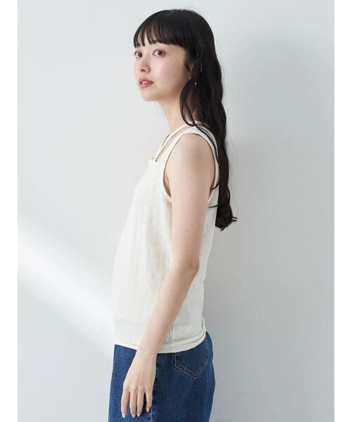 earth music&ecology（アースミュージックアンドエコロジー）の「前後2wayタンクトップ（インナーウェア/肌着・レディース・オフホワイト/ブラック/ピンク/ベージュ/ライトブルー・S/M）」の16枚目の写真