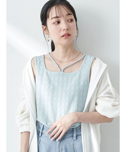 earth music&ecology（アースミュージックアンドエコロジー）の「前後2wayタンクトップ（インナーウェア/肌着・レディース・オフホワイト/ブラック/ピンク/ベージュ/ライトブルー・S/M）」の20枚目の写真