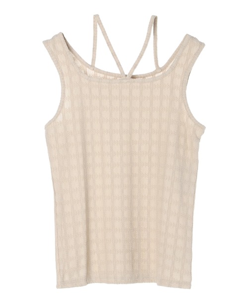 earth music&ecology（アースミュージックアンドエコロジー）の「前後2wayタンクトップ（インナーウェア/肌着・レディース・オフホワイト/ブラック/ピンク/ベージュ/ライトブルー・S/M）」の4枚目の写真