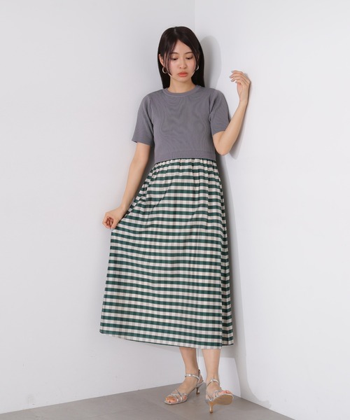 N.（N. Natural Beauty Basic）（エヌエヌナチュラルビューティーベーシック）の「◆【S Size Line】リブニットドッキング半袖ワンピース（ワンピース・レディース・グリーン/ブラック・MEDIUM/SMALL）」の16枚目の写真