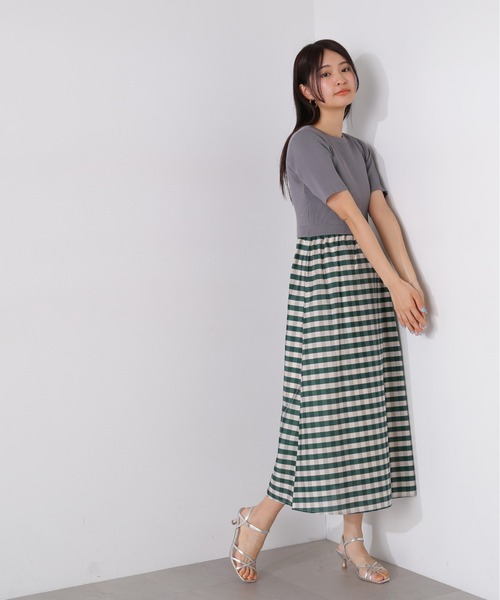 N.（N. Natural Beauty Basic）（エヌエヌナチュラルビューティーベーシック）の「◆【S Size Line】リブニットドッキング半袖ワンピース（ワンピース・レディース・グリーン/ブラック・MEDIUM/SMALL）」の17枚目の写真