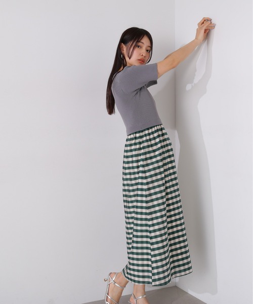 N.（N. Natural Beauty Basic）（エヌエヌナチュラルビューティーベーシック）の「◆【S Size Line】リブニットドッキング半袖ワンピース（ワンピース・レディース・グリーン/ブラック・MEDIUM/SMALL）」の10枚目の写真