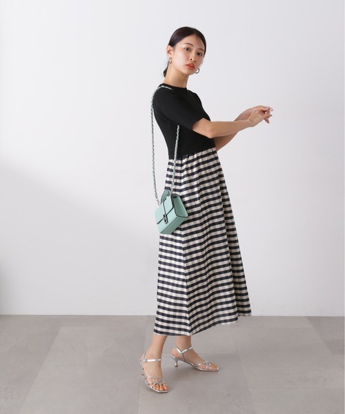 N.（N. Natural Beauty Basic）（エヌエヌナチュラルビューティーベーシック）の「◆【S Size Line】リブニットドッキング半袖ワンピース（ワンピース・レディース・グリーン/ブラック・MEDIUM/SMALL）」の21枚目の写真