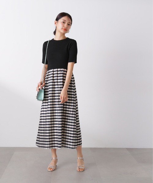 N.（N. Natural Beauty Basic）（エヌエヌナチュラルビューティーベーシック）の「◆【S Size Line】リブニットドッキング半袖ワンピース（ワンピース・レディース・グリーン/ブラック・MEDIUM/SMALL）」の22枚目の写真