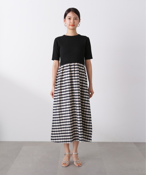 N.（N. Natural Beauty Basic）（エヌエヌナチュラルビューティーベーシック）の「◆【S Size Line】リブニットドッキング半袖ワンピース（ワンピース・レディース・グリーン/ブラック・MEDIUM/SMALL）」の12枚目の写真