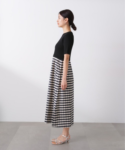 N.（N. Natural Beauty Basic）（エヌエヌナチュラルビューティーベーシック）の「◆【S Size Line】リブニットドッキング半袖ワンピース（ワンピース・レディース・グリーン/ブラック・MEDIUM/SMALL）」の13枚目の写真