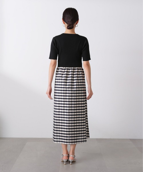 N.（N. Natural Beauty Basic）（エヌエヌナチュラルビューティーベーシック）の「◆【S Size Line】リブニットドッキング半袖ワンピース（ワンピース・レディース・グリーン/ブラック・MEDIUM/SMALL）」の3枚目の写真