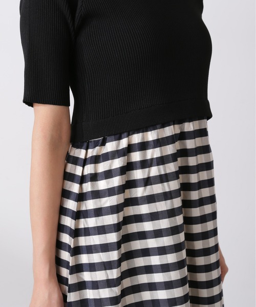 N.（N. Natural Beauty Basic）（エヌエヌナチュラルビューティーベーシック）の「◆【S Size Line】リブニットドッキング半袖ワンピース（ワンピース・レディース・グリーン/ブラック・MEDIUM/SMALL）」の5枚目の写真