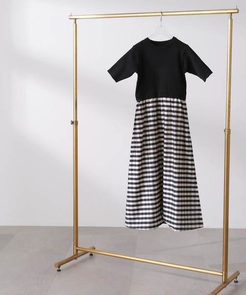 N.（N. Natural Beauty Basic）（エヌエヌナチュラルビューティーベーシック）の「◆【S Size Line】リブニットドッキング半袖ワンピース（ワンピース・レディース・グリーン/ブラック・MEDIUM/SMALL）」の7枚目の写真