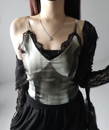 me+em select（ミームセレクト）の「レースタイダイサテンランジェリーキャミソール ／ lace tie dye satin lingerie camisole（キャミソール・レディース）」