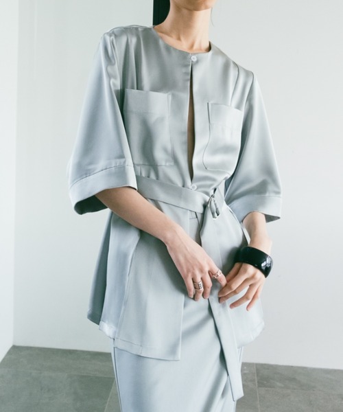 sahara(サハラ) Belted Silky Shirt Jacket sahara（サハラ）の「Belted Silky Shirt Jacket（シャツ/ブラウス