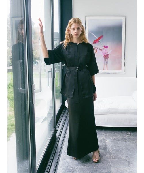 sahara（サハラ）の「Belted Silky Shirt Jacket（シャツ/ブラウス・レディース・ブラック/アイボリー/ライトグリーン・FREE）」の16枚目の写真