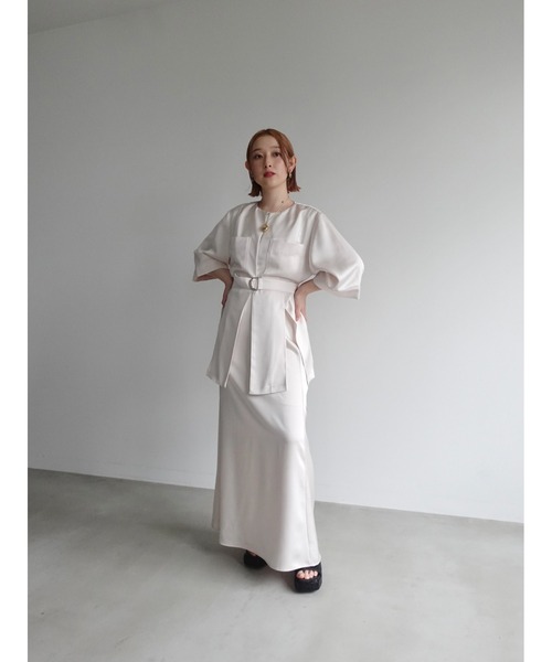 sahara（サハラ）の「Belted Silky Shirt Jacket（シャツ/ブラウス