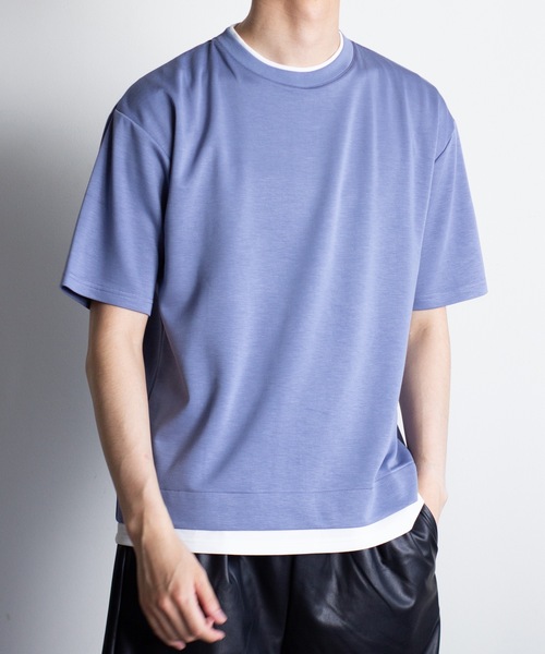 COMMON WARE(コモンウェアー)の「COMMONWARE:ダンボールニット フェイクレイヤードTEE(Tシャツ/カットソー・メンズ・サックスブルー/ホワイト/ベージュ/ブラック・XL/L/M)」の4枚目の写真