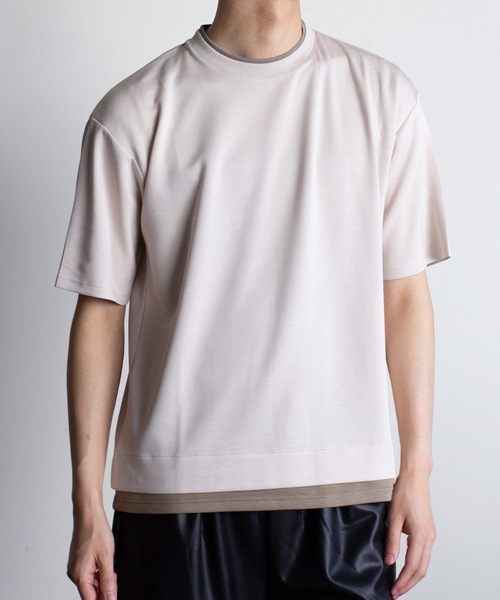 COMMON WARE(コモンウェアー)の「COMMONWARE:ダンボールニット フェイクレイヤードTEE(Tシャツ/カットソー・メンズ・サックスブルー/ホワイト/ベージュ/ブラック・XL/L/M)」の11枚目の写真