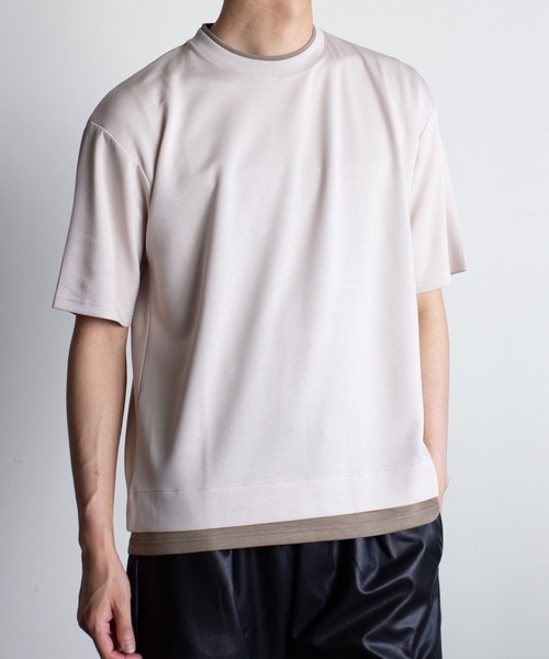 COMMON WARE(コモンウェアー)の「COMMONWARE:ダンボールニット フェイクレイヤードTEE(Tシャツ/カットソー・メンズ・サックスブルー/ホワイト/ベージュ/ブラック・XL/L/M)」の12枚目の写真