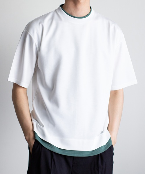 COMMON WARE(コモンウェアー)の「COMMONWARE:ダンボールニット フェイクレイヤードTEE(Tシャツ/カットソー・メンズ・サックスブルー/ホワイト/ベージュ/ブラック・XL/L/M)」の6枚目の写真