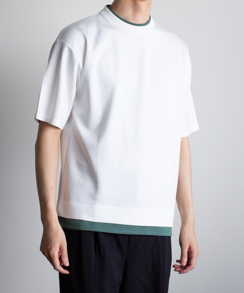 COMMON WARE(コモンウェアー)の「COMMONWARE:ダンボールニット フェイクレイヤードTEE(Tシャツ/カットソー・メンズ・サックスブルー/ホワイト/ベージュ/ブラック・XL/L/M)」の7枚目の写真
