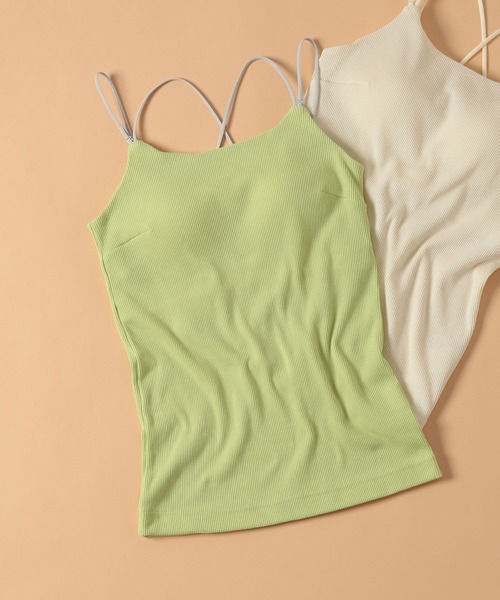 LAKOLE(ラコレ)の「【吸水速乾】リブクロスブラトップ<RELAXING WEAR> / 118988(キャミソール・レディース・ライトグリーン/ブラック/アイボリー・SMALL/MEDIUM/LARGE)」の1枚目の写真