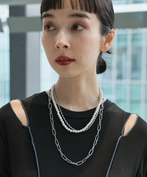 HARE（ハレ）の「パール＊チェーン2Pネックレス(HARE)（ネックレス・レディース・シルバー・FREE）」の2枚目の写真