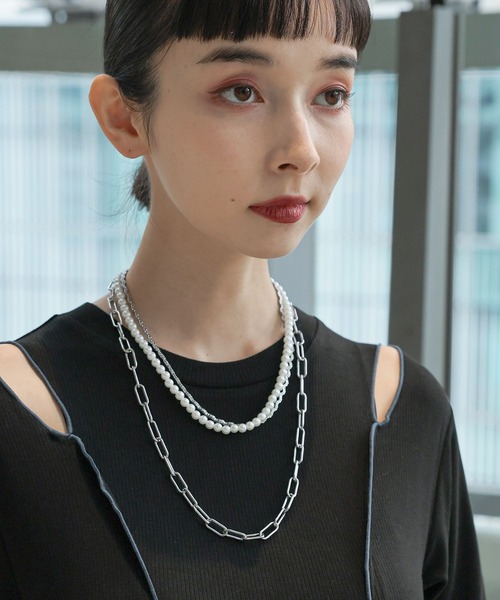 HARE（ハレ）の「パール＊チェーン2Pネックレス(HARE)（ネックレス・レディース・シルバー・FREE）」の3枚目の写真