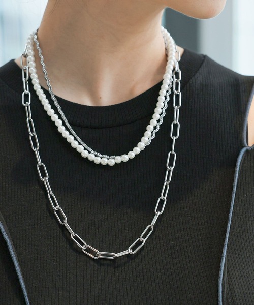 HARE（ハレ）の「パール＊チェーン2Pネックレス(HARE)（ネックレス・レディース・シルバー・FREE）」の4枚目の写真