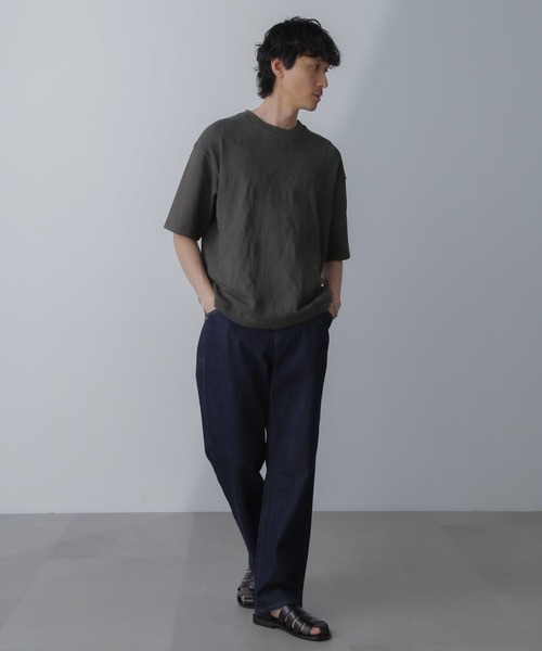 NANO universe（ナノユニバース）の「ツートーン切り替えTシャツ 半袖（Tシャツ/カットソー・メンズ・グレー/ブルー/ホワイト/チャコール・L/M/S/XL）」の4枚目の写真