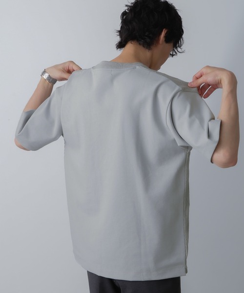 NANO universe（ナノユニバース）の「ツートーン切り替えTシャツ 半袖（Tシャツ/カットソー・メンズ・グレー/ブルー/ホワイト/チャコール・L/M/S/XL）」の20枚目の写真