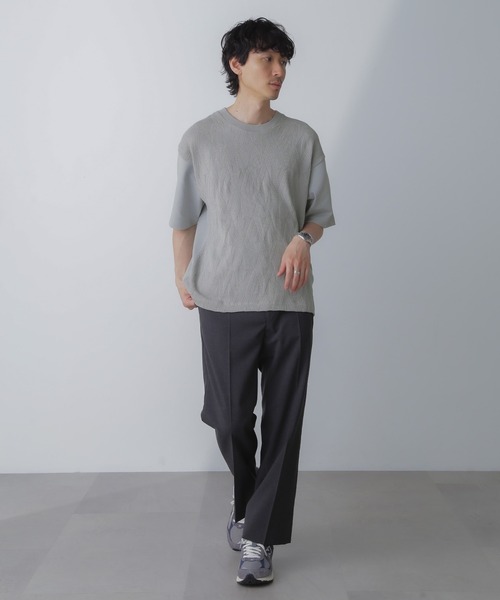 NANO universe（ナノユニバース）の「ツートーン切り替えTシャツ 半袖（Tシャツ/カットソー・メンズ・グレー/ブルー/ホワイト/チャコール・L/M/S/XL）」の19枚目の写真