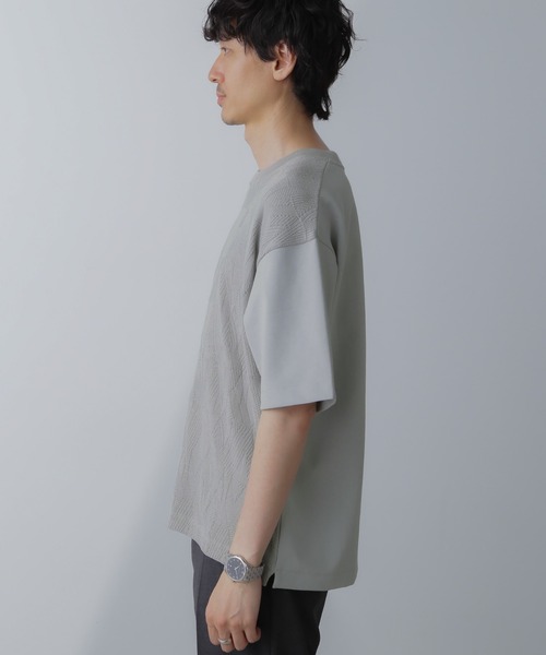 NANO universe（ナノユニバース）の「ツートーン切り替えTシャツ 半袖（Tシャツ/カットソー・メンズ・グレー/ブルー/ホワイト/チャコール・L/M/S/XL）」の17枚目の写真