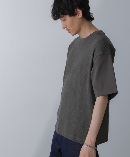 NANO universe（ナノユニバース）の「ツートーン切り替えTシャツ 半袖（Tシャツ/カットソー・メンズ・グレー/ブルー/ホワイト/チャコール・L/M/S/XL）」の12枚目の写真