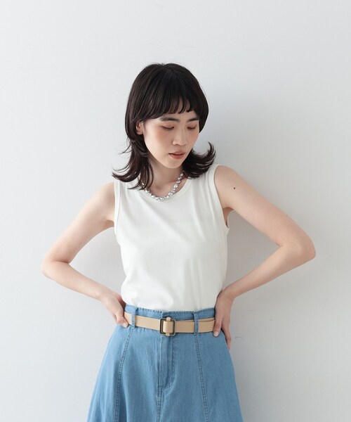 GALLEST(ギャレスト)の「◆ランダムリブタンクトップ(タンクトップ・レディース・ホワイト/ブラック/カーキ・38)」の1枚目の写真