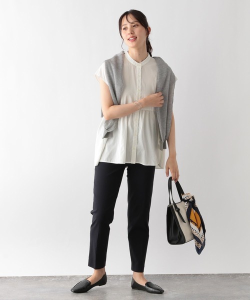 GLOBAL WORK（グローバルワーク）の「MATINEE LINE/ペプラムブラウス半袖/123965（シャツ/ブラウス・レディース・アイボリー/グレイッシュブルー/ブラック・MEDIUM/LARGE）」の4枚目の写真