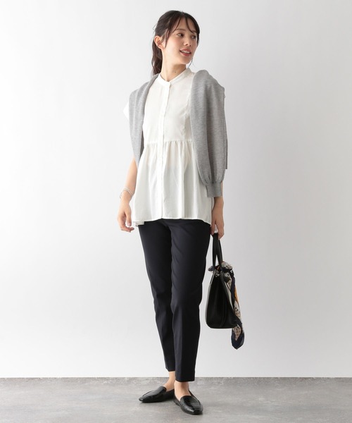 GLOBAL WORK（グローバルワーク）の「MATINEE LINE/ペプラムブラウス半袖/123965（シャツ/ブラウス・レディース・アイボリー/グレイッシュブルー/ブラック・MEDIUM/LARGE）」の5枚目の写真