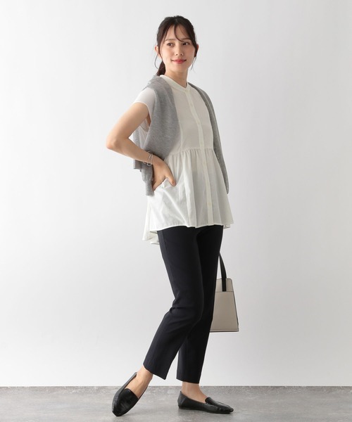 GLOBAL WORK（グローバルワーク）の「MATINEE LINE/ペプラムブラウス半袖/123965（シャツ/ブラウス・レディース・アイボリー/グレイッシュブルー/ブラック・MEDIUM/LARGE）」の6枚目の写真