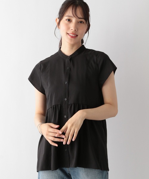 GLOBAL WORK（グローバルワーク）の「MATINEE LINE/ペプラムブラウス半袖/123965（シャツ/ブラウス・レディース・アイボリー/グレイッシュブルー/ブラック・MEDIUM/LARGE）」の11枚目の写真