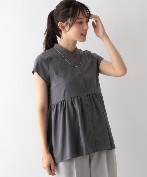 GLOBAL WORK（グローバルワーク）の「MATINEE LINE/ペプラムブラウス半袖/123965（シャツ/ブラウス・レディース・アイボリー/グレイッシュブルー/ブラック・MEDIUM/LARGE）」の15枚目の写真