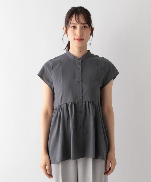 GLOBAL WORK（グローバルワーク）の「MATINEE LINE/ペプラムブラウス半袖/123965（シャツ/ブラウス・レディース・アイボリー/グレイッシュブルー/ブラック・MEDIUM/LARGE）」の16枚目の写真