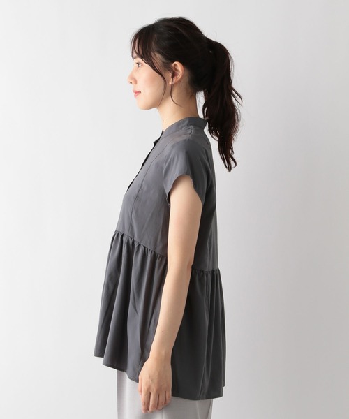 GLOBAL WORK（グローバルワーク）の「MATINEE LINE/ペプラムブラウス半袖/123965（シャツ/ブラウス・レディース・アイボリー/グレイッシュブルー/ブラック・MEDIUM/LARGE）」の17枚目の写真