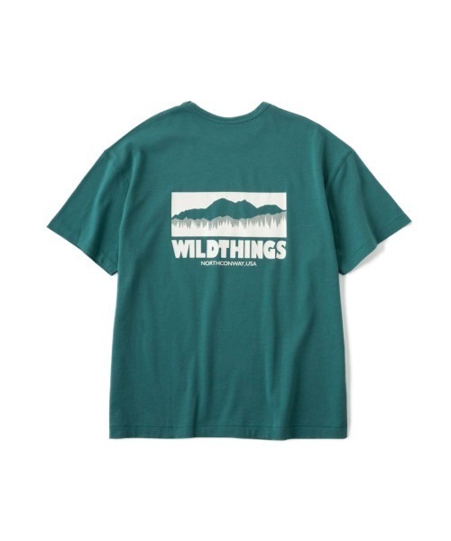 WILD THINGS(ワイルドシングス)の「WILD THINGS BACK LOGO(ワイルドシングスバック ロゴ)(Tシャツ/カットソー・メンズ・ホワイト/チャコール/グリーン・LARGE/X-LARGE/MEDIUM)」の4枚目の写真