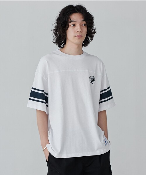 coen（コーエン）の「USAコットンフットボールTシャツ（Tシャツ/カットソー・メンズ・オフホワイト/ベージュ/ネイビー・S/M/L/XL）」の21枚目の写真