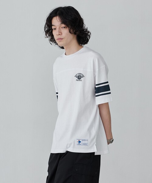 coen（コーエン）の「USAコットンフットボールTシャツ（Tシャツ/カットソー・メンズ・オフホワイト/ベージュ/ネイビー・S/M/L/XL）」の19枚目の写真