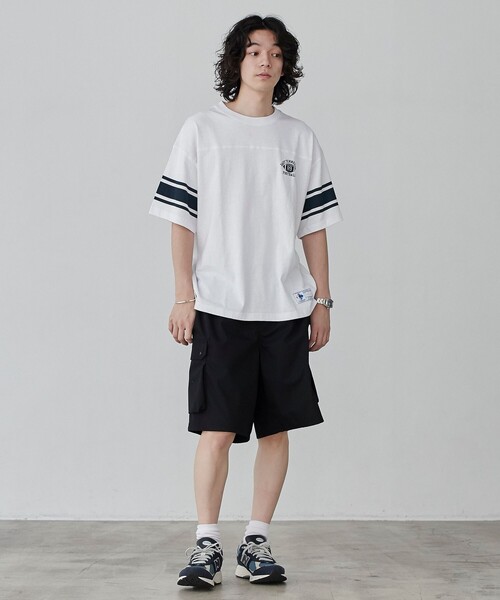 coen（コーエン）の「USAコットンフットボールTシャツ（Tシャツ/カットソー・メンズ・オフホワイト/ベージュ/ネイビー・S/M/L/XL）」の18枚目の写真