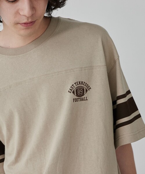 coen（コーエン）の「USAコットンフットボールTシャツ（Tシャツ/カットソー・メンズ・オフホワイト/ベージュ/ネイビー・S/M/L/XL）」の16枚目の写真