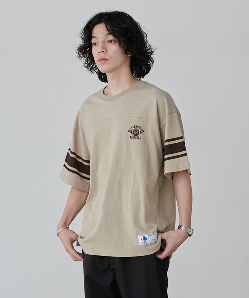 coen（コーエン）の「USAコットンフットボールTシャツ（Tシャツ/カットソー・メンズ・オフホワイト/ベージュ/ネイビー・S/M/L/XL）」の14枚目の写真