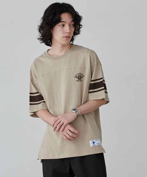 coen（コーエン）の「USAコットンフットボールTシャツ（Tシャツ/カットソー・メンズ・オフホワイト/ベージュ/ネイビー・S/M/L/XL）」の12枚目の写真