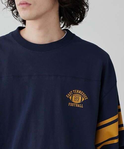 coen（コーエン）の「USAコットンフットボールTシャツ（Tシャツ/カットソー・メンズ・オフホワイト/ベージュ/ネイビー・S/M/L/XL）」の9枚目の写真