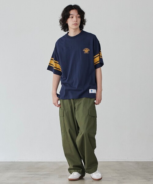 coen（コーエン）の「USAコットンフットボールTシャツ（Tシャツ/カットソー・メンズ・オフホワイト/ベージュ/ネイビー・S/M/L/XL）」の8枚目の写真