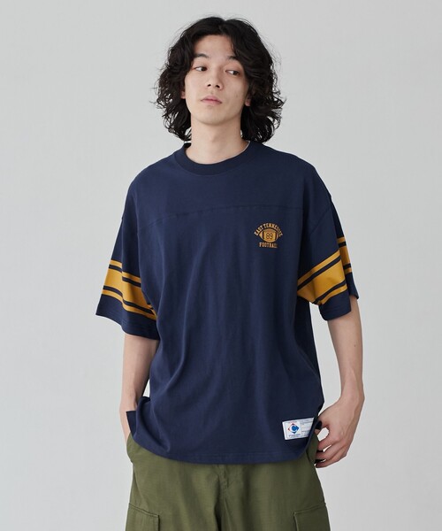 coen（コーエン）の「USAコットンフットボールTシャツ（Tシャツ/カットソー・メンズ・オフホワイト/ベージュ/ネイビー・S/M/L/XL）」の7枚目の写真